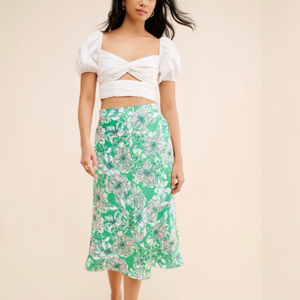 Lilly Pulitzer Rennoxx Green Floral Midi Skirt